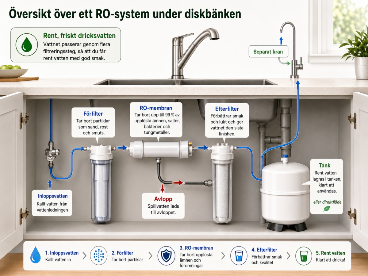 Översikt över ett RO-system under diskbänken